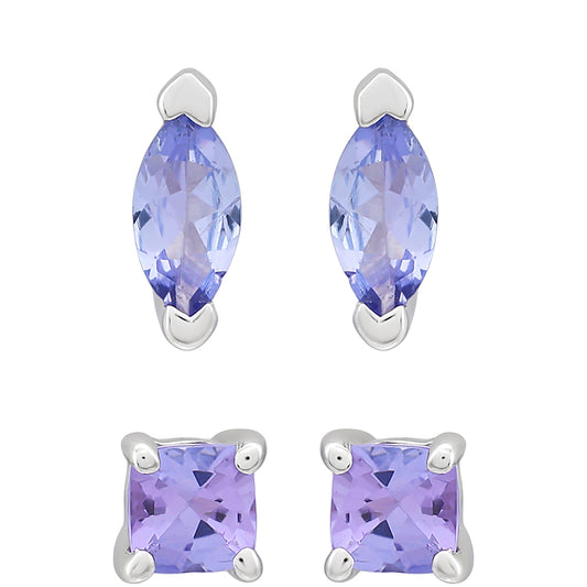 Conjunto de Prata com Tanzanite AAA ( Brincos )