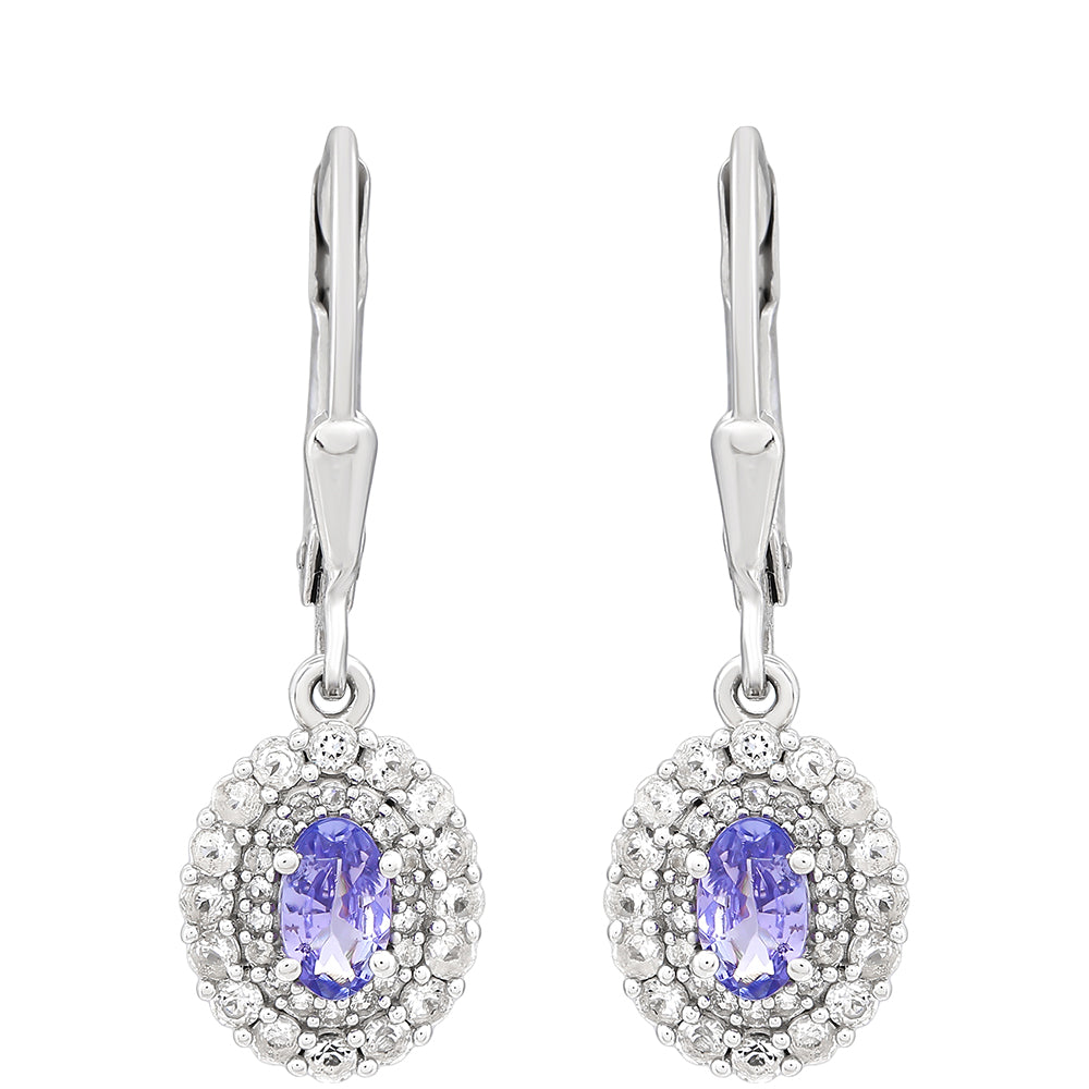 Brincos de Prata com Tanzanite AAA e Topázio Branco 1 