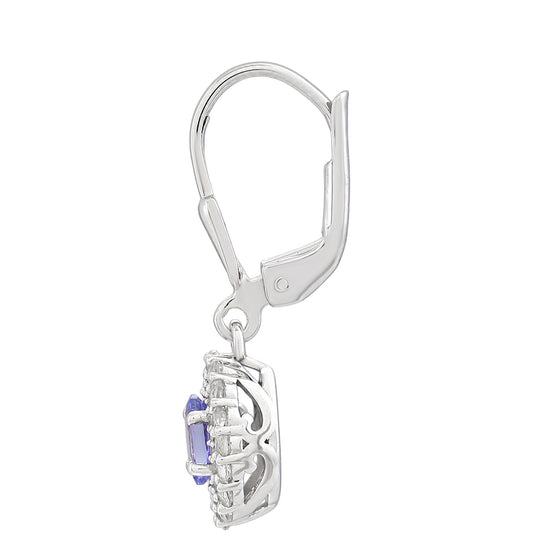 Brincos de Prata com Tanzanite AAA e Topázio Branco