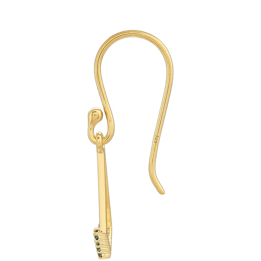 Brincos de Prata com Banho de Ouro com Diamante Verde