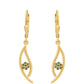 Brincos de Prata com Banho de Ouro com Diamante Verde