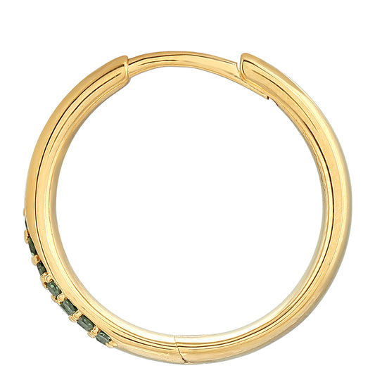 Brincos de Prata com Banho de Ouro com Diamante Verde