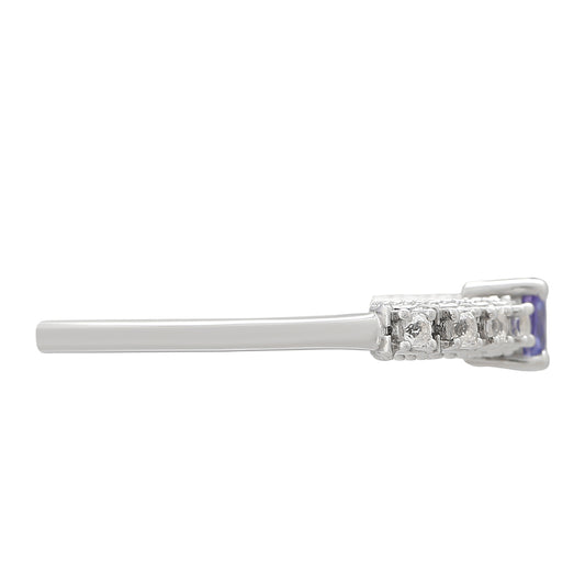Anel de Prata com Tanzanite AAA e Topázio Branco