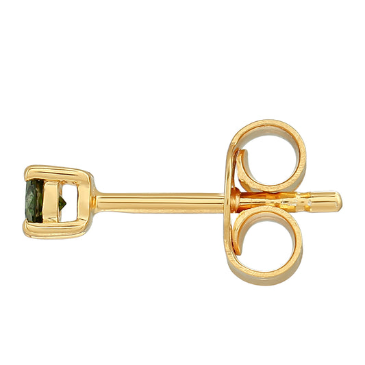 Brincos de Prata com Banho de Ouro com Diamante Verde