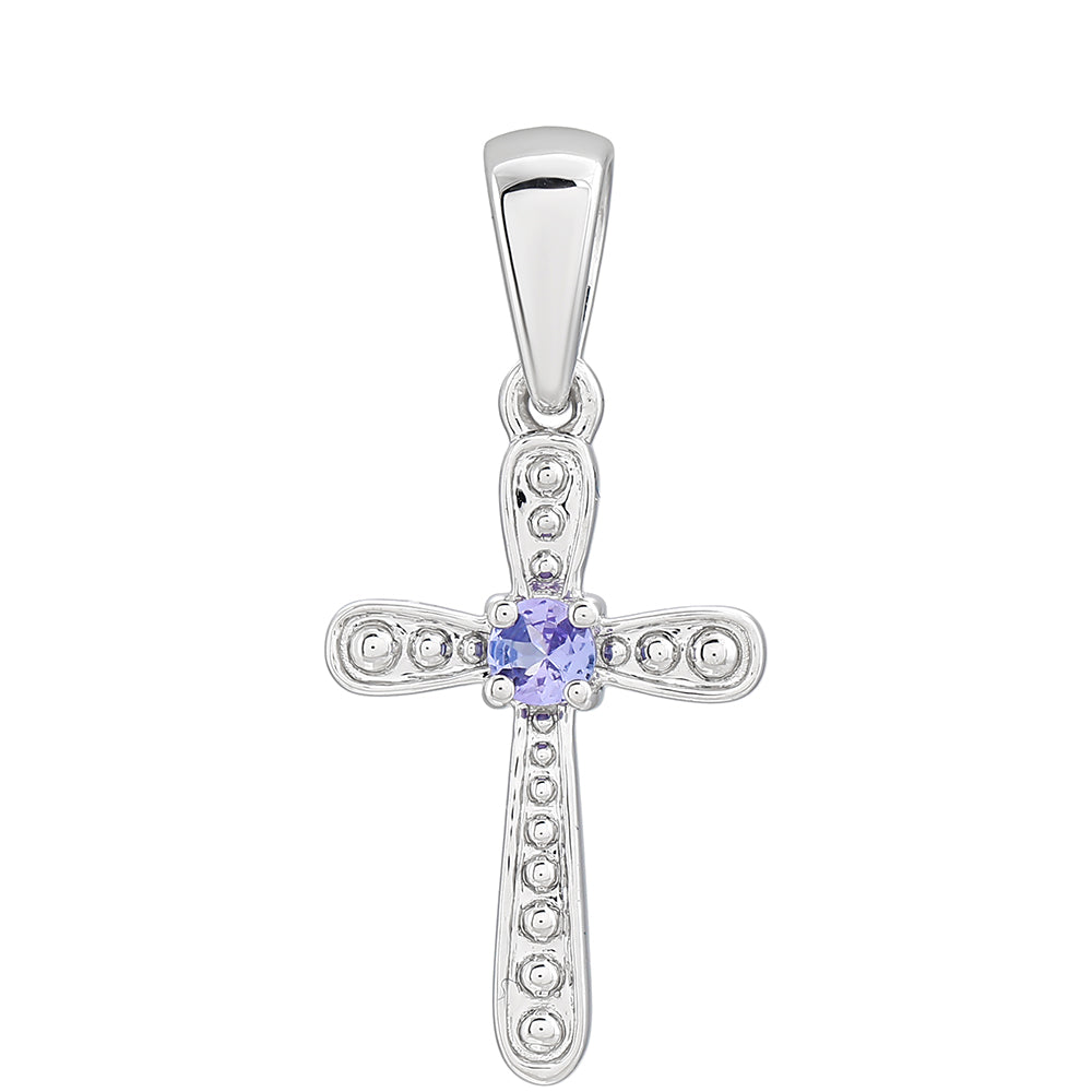 Cruz Pendente de Prata com Tanzanite AAA 1 