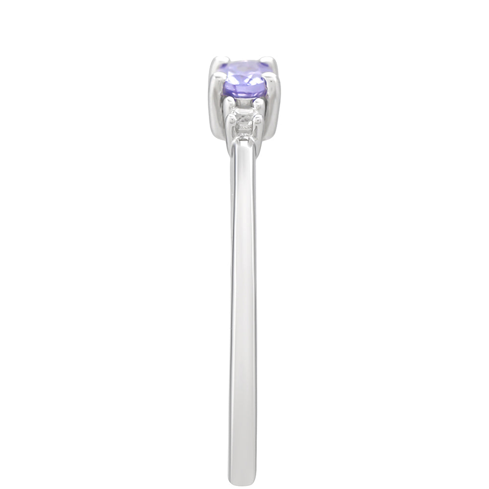 Anel de Prata com Tanzanite AAA e Topázio Branco