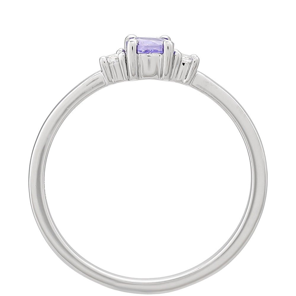 Anel de Prata com Tanzanite AAA e Topázio Branco 4 