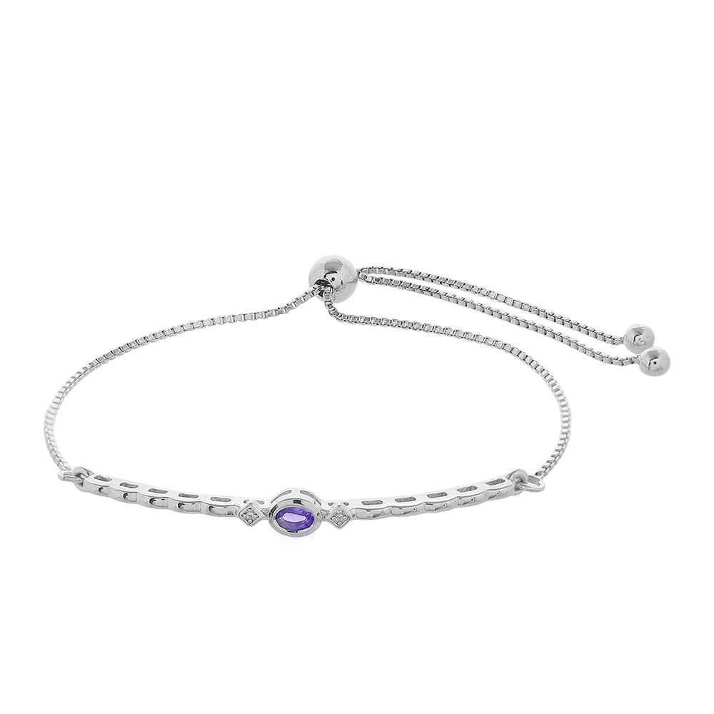 Pulseira de Prata com Tanzanite AAA e Topázio Branco  Contraste: Cabeca de Veado (800) 1 