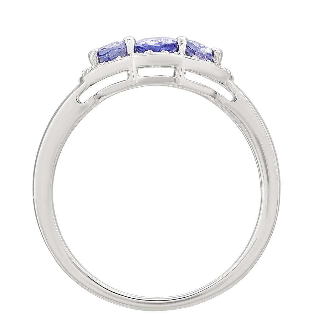 Anel de Prata com Tanzanite AAA e Topázio Branco 4 