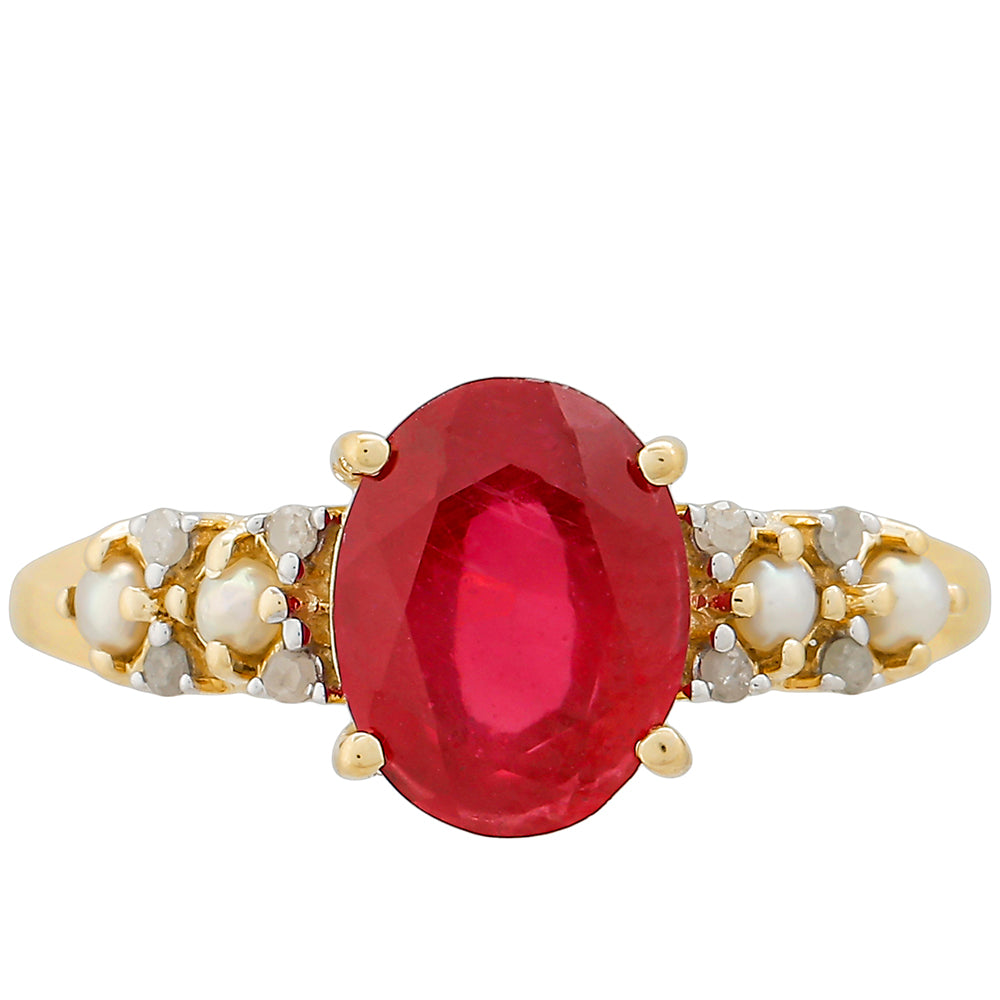 Anel de Ouro com Rubi da Tailândia e Diamante Branco  Contraste: Cruz missionária