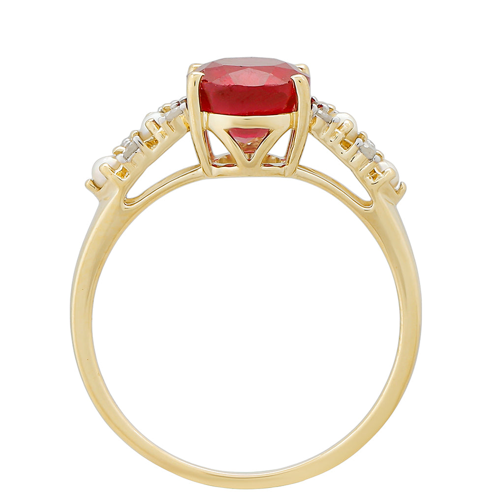 Anel de Ouro com Rubi da Tailândia e Diamante Branco  Contraste: Cruz missionária 4 