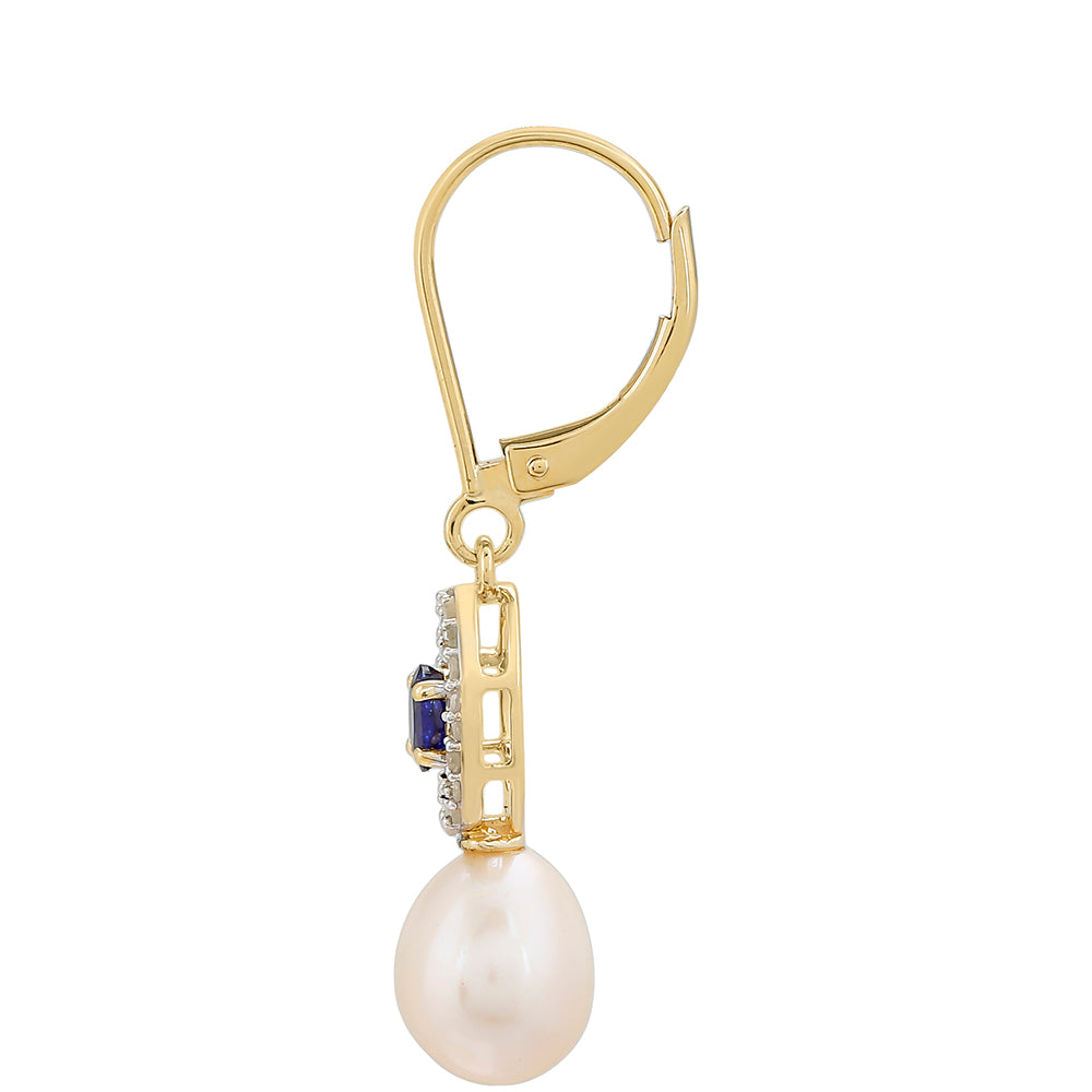 Brincos de Ouro com Safira da Tailândia e Diamante Branco  Contraste: Cruz missionária