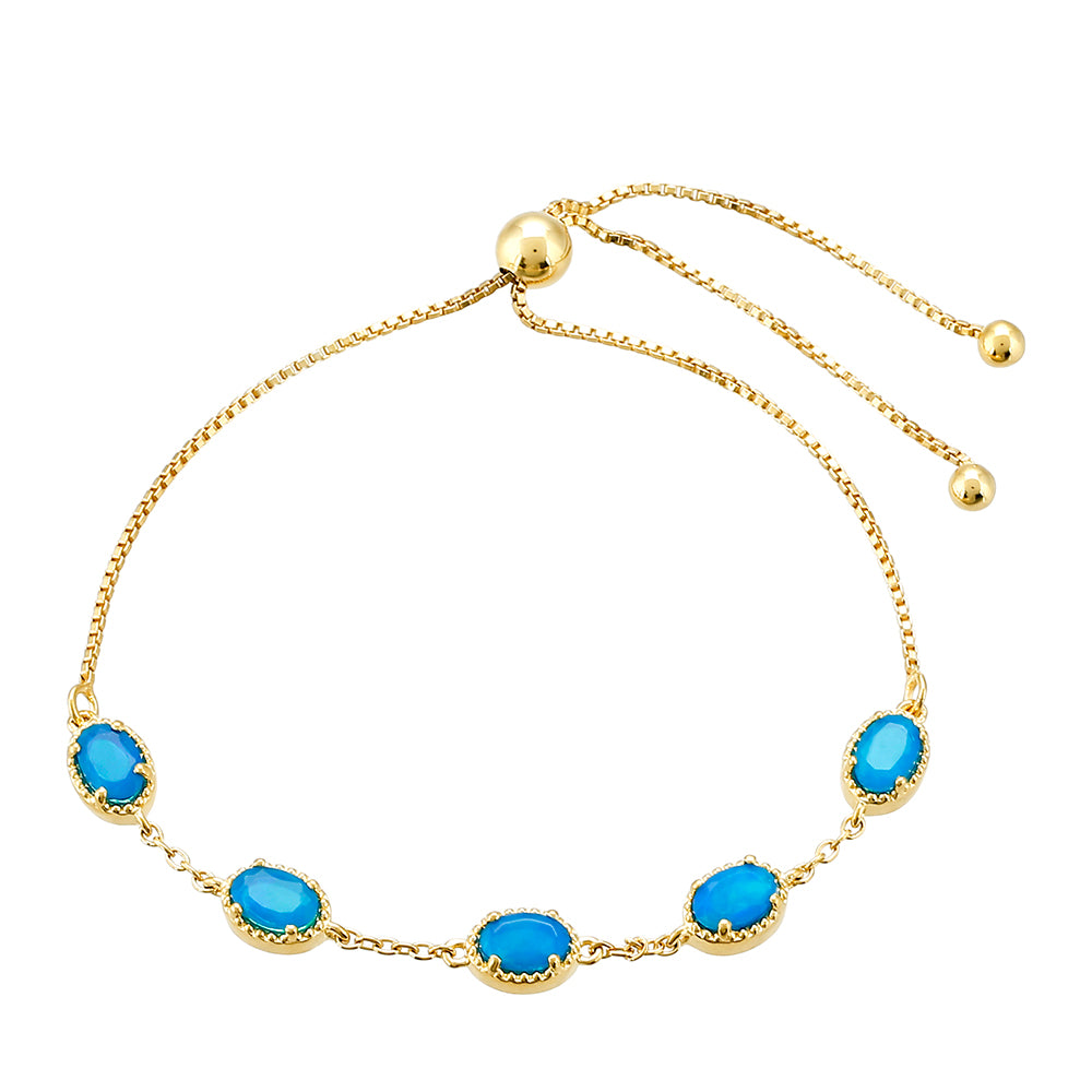 Pulseira de Prata com Banho de Ouro com Opala Azul Paraib da Etiópia  Contraste: Cabeca de Veado (800)