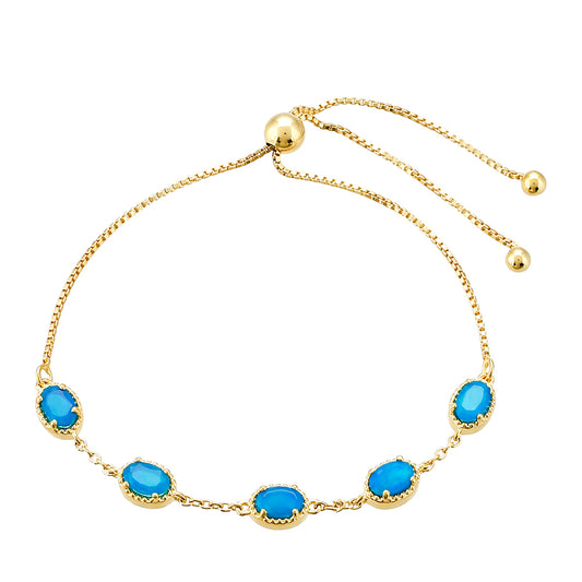 Pulseira de Prata com Banho de Ouro com Opala Azul Paraib da Etiópia  Contraste: Cabeca de Veado (800)
