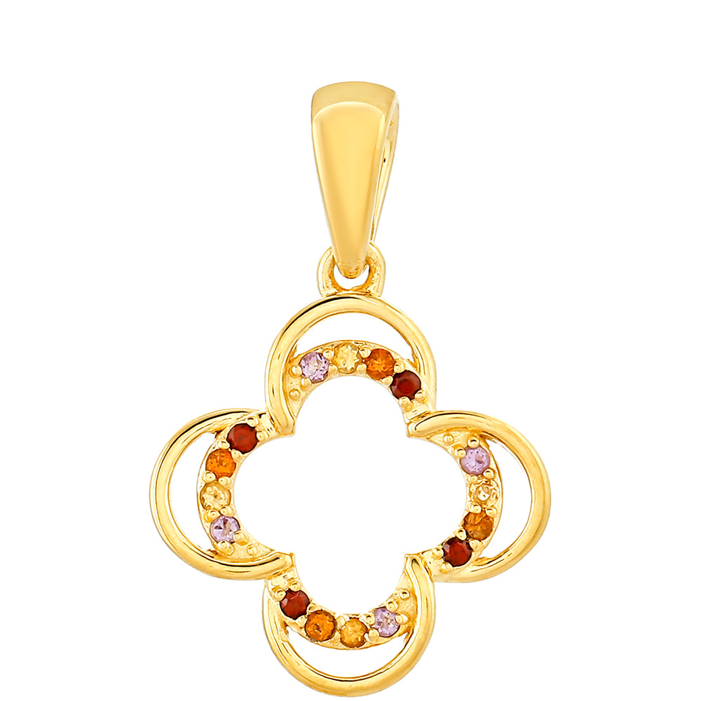 Pendente de Prata com Banho de Ouro com Ametista e Citrino Madeira 1 