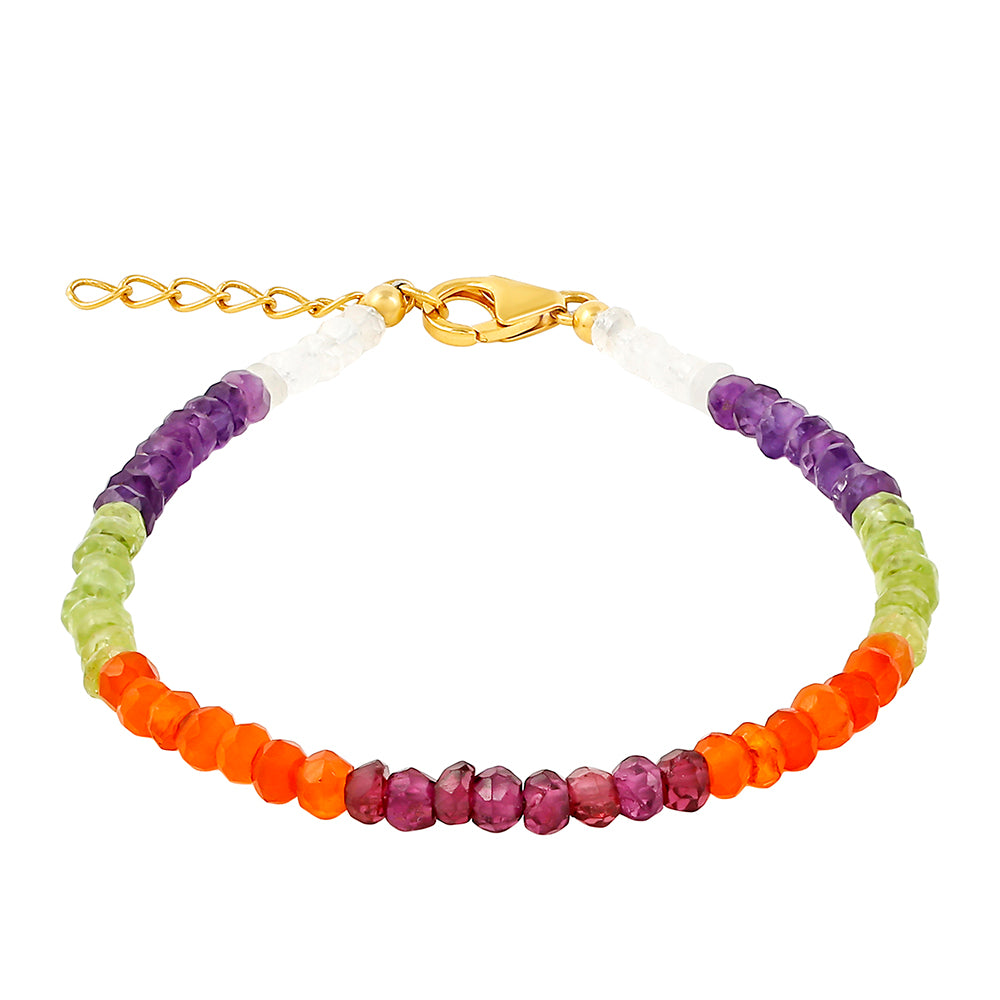 Pulseira de Prata com Banho de Ouro com Pedra Preciosa Caleidoscópio 1 