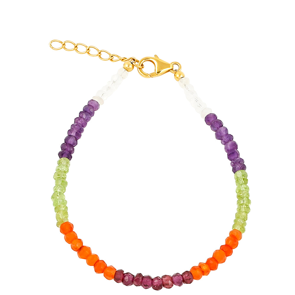 Pulseira de Prata com Banho de Ouro com Pedra Preciosa Caleidoscópio