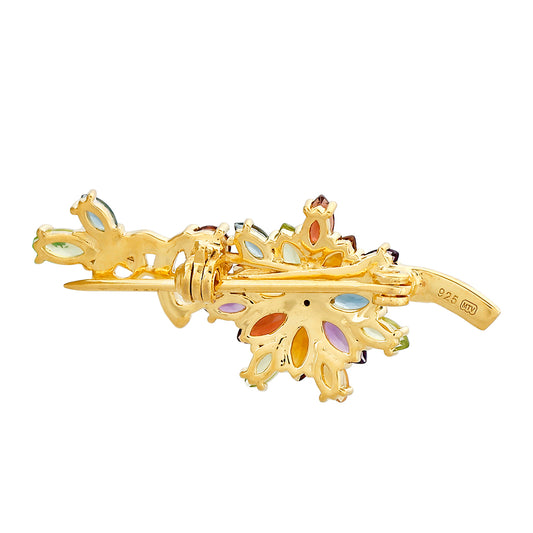 Alfinete de Prata com Banho de Ouro com Ametista e Citrino Madeira