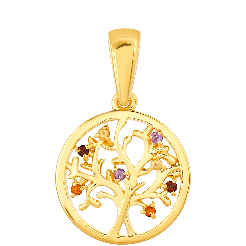 Pendente de Prata com Banho de Ouro com Ametista e Citrino Madeira