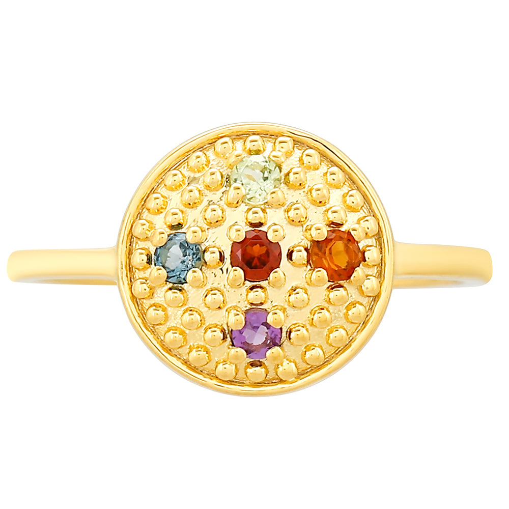 Anel de Prata com Banho de Ouro com Ametista e Citrino Madeira 1 