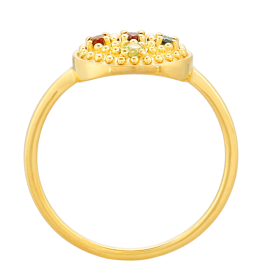 Anel de Prata com Banho de Ouro com Ametista e Citrino Madeira