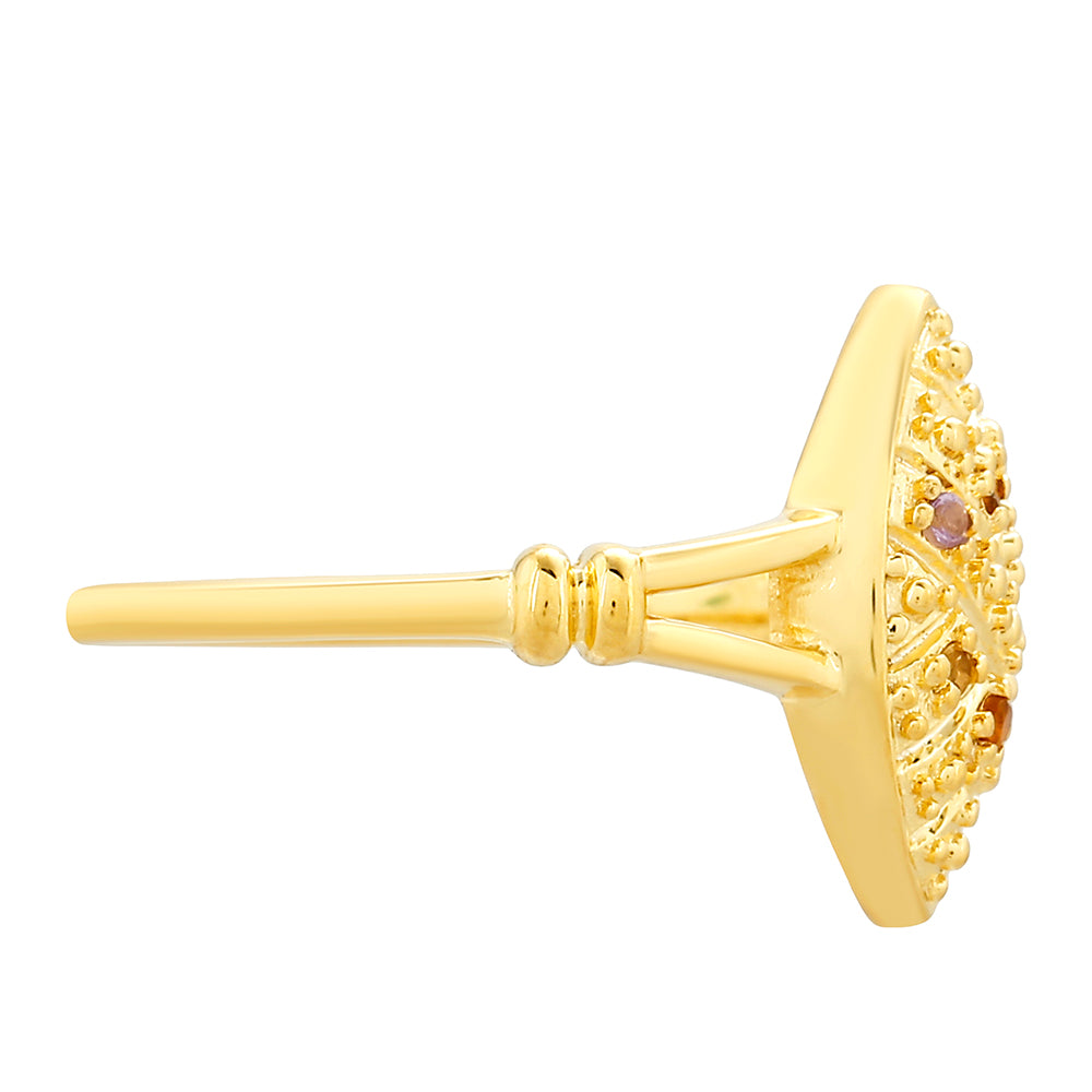 Anel de Prata com Banho de Ouro com Ametista e Citrino Madeira 2 