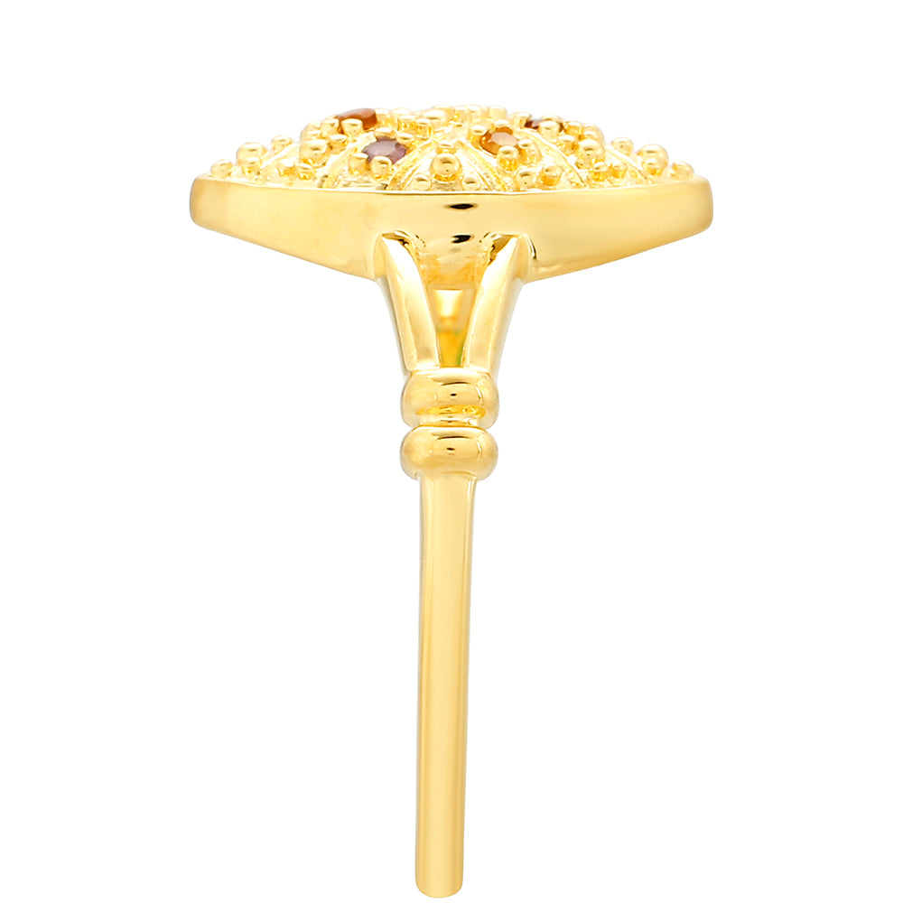 Anel de Prata com Banho de Ouro com Ametista e Citrino Madeira