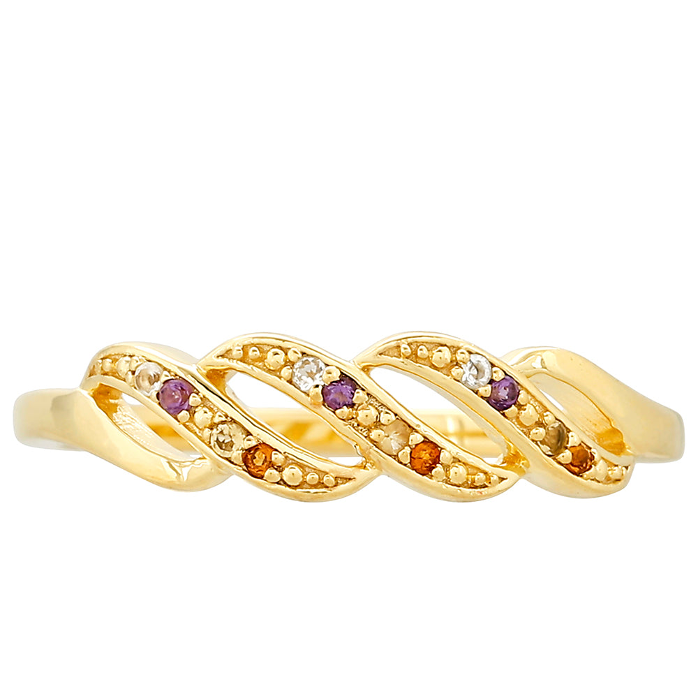 Anel de Prata com Banho de Ouro com Ametista e Citrino Madeira 1 