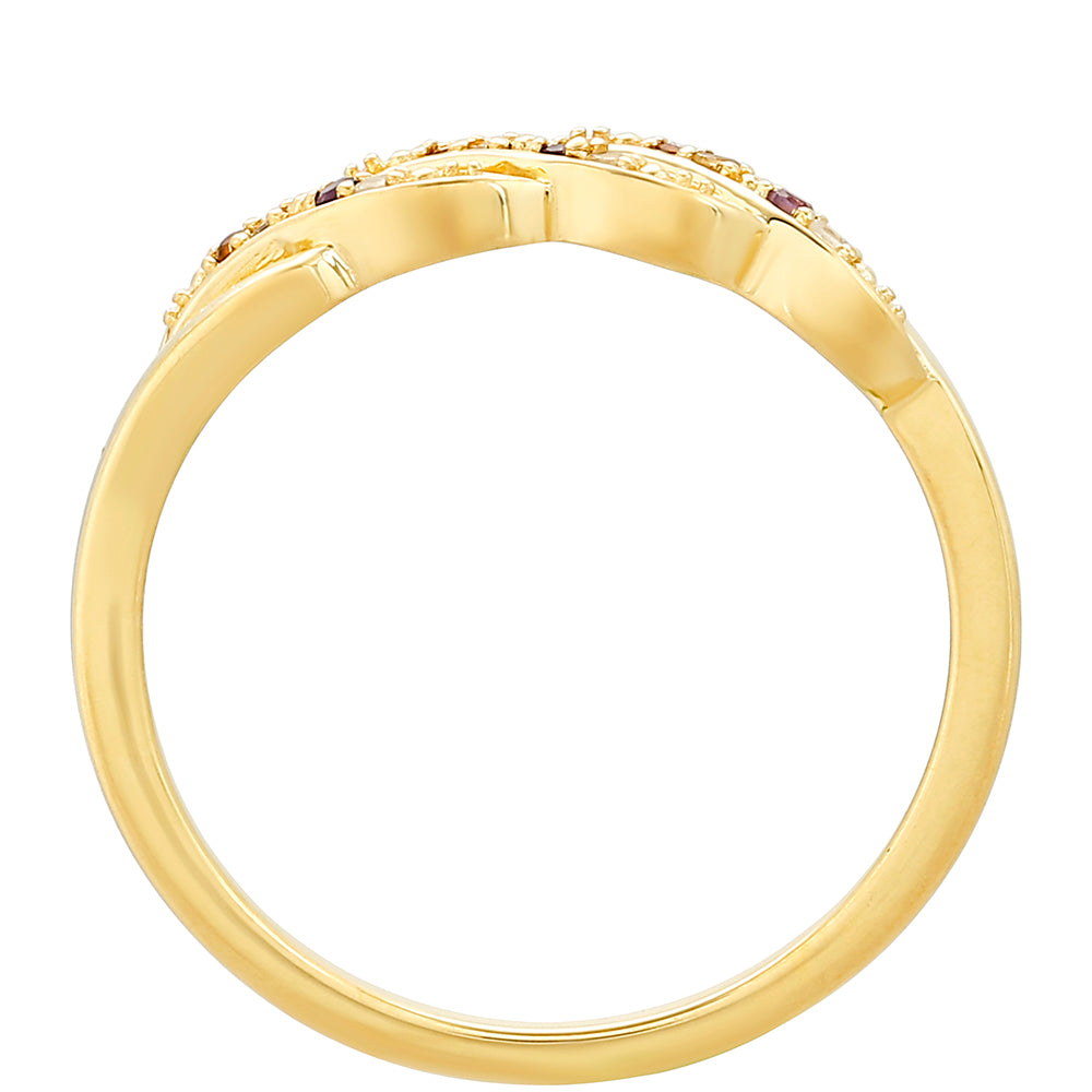 Anel de Prata com Banho de Ouro com Ametista e Citrino Madeira