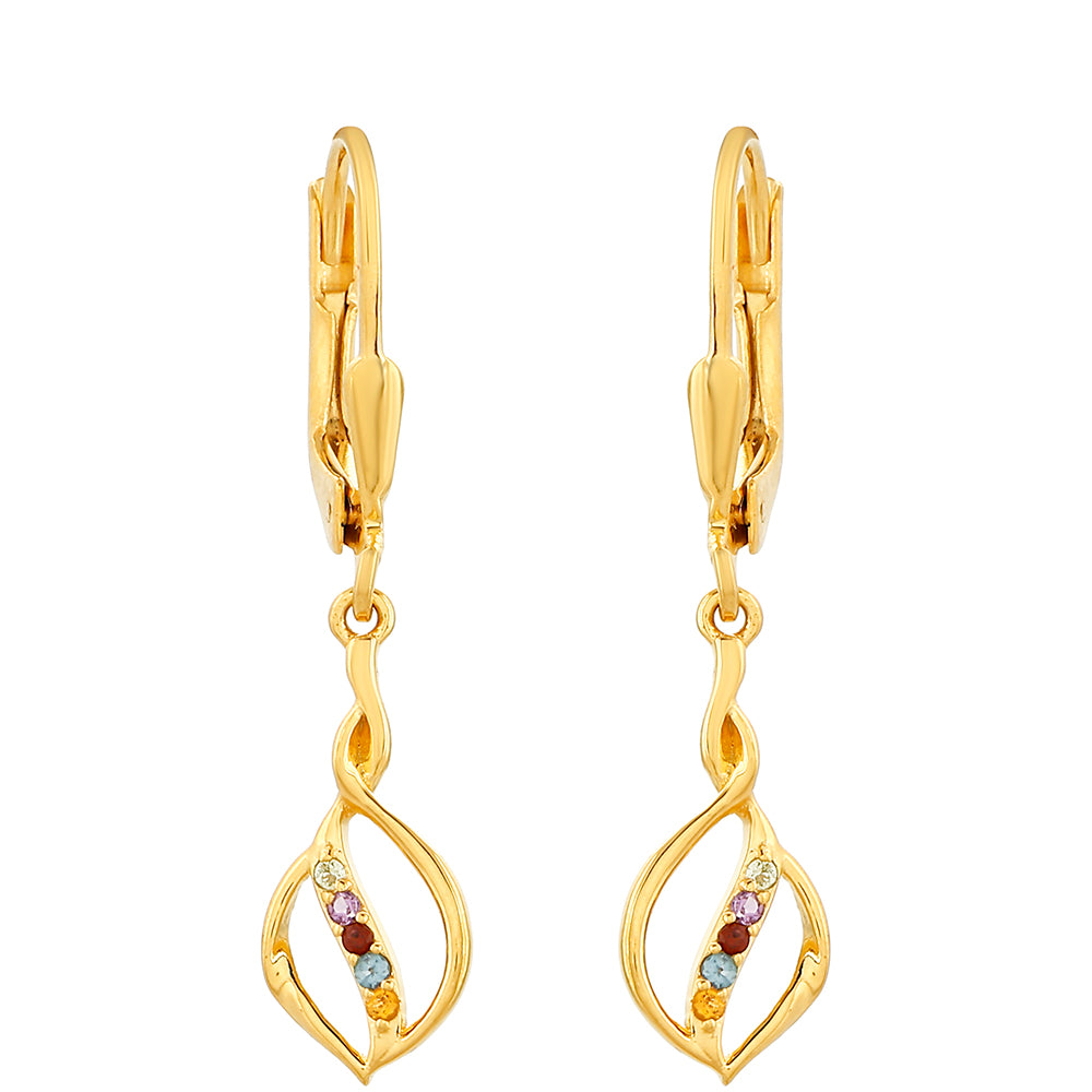 Brincos de Prata com Banho de Ouro com Ametista e Citrino 1 