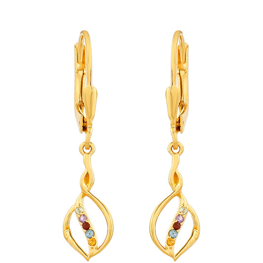 Brincos de Prata com Banho de Ouro com Ametista e Citrino