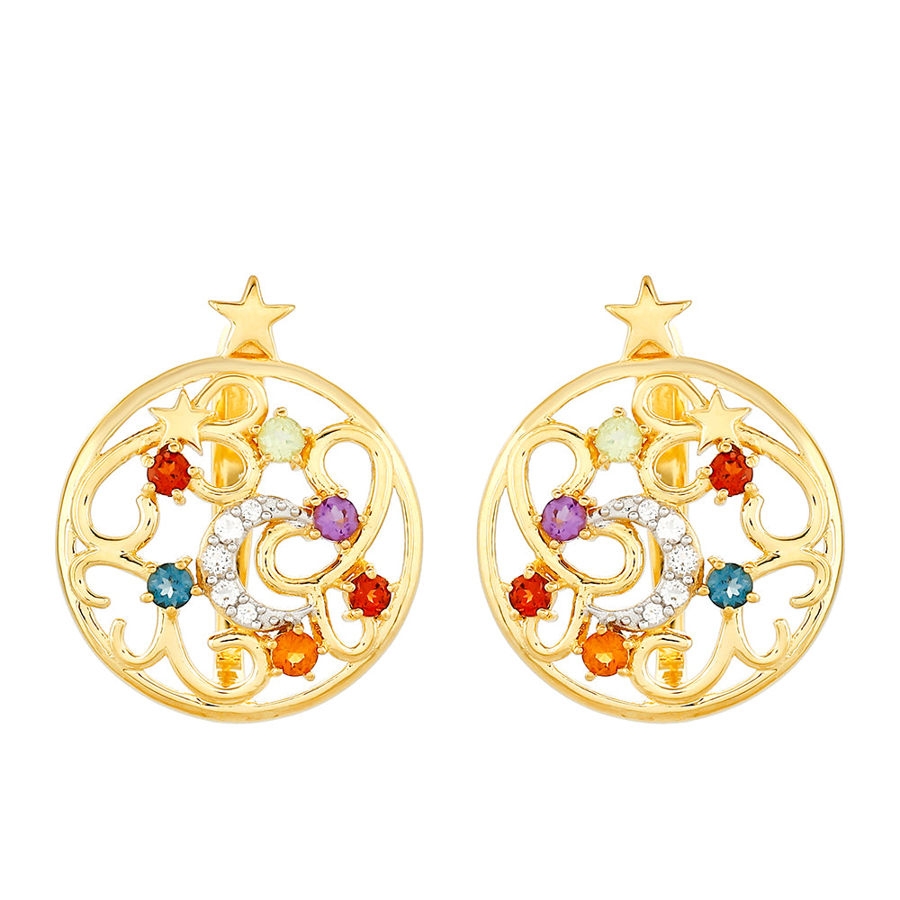 Brincos de Prata com Banho de Ouro com Ametista e Citrino