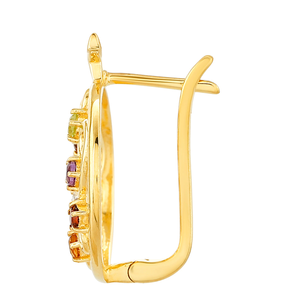 Brincos de Prata com Banho de Ouro com Ametista e Citrino 2 