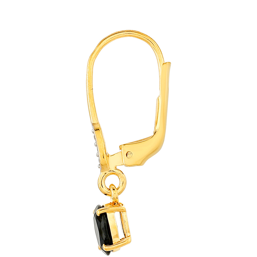 Brincos de Prata com Banho de Ouro com Turmalina Preta e Topázio Branco 2 