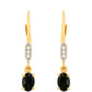 Brincos de Prata com Banho de Ouro com Turmalina Preta e Topázio Branco