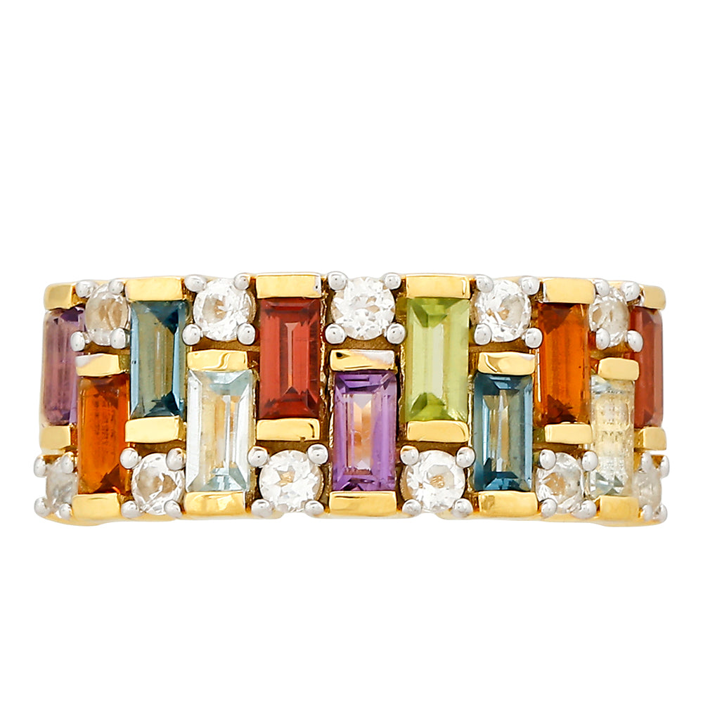 Anel de Prata com Banho de Ouro com Ametista e Citrino  Contraste: Cabeca de Veado (800) 1 