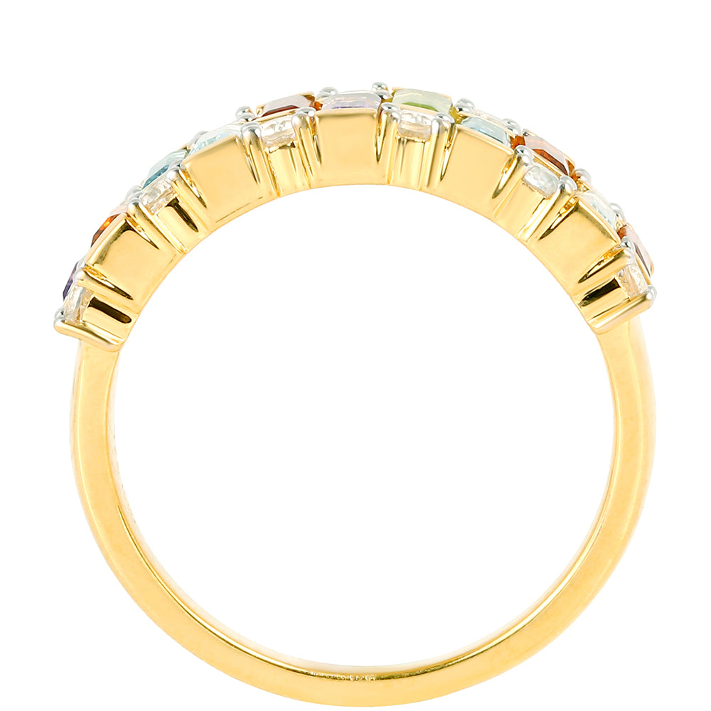 Anel de Prata com Banho de Ouro com Ametista e Citrino  Contraste: Cabeca de Veado (800) 4 