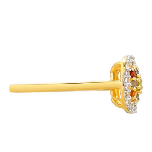 Anel de Prata com Banho de Ouro com Tanzanite e Citrino Madeira