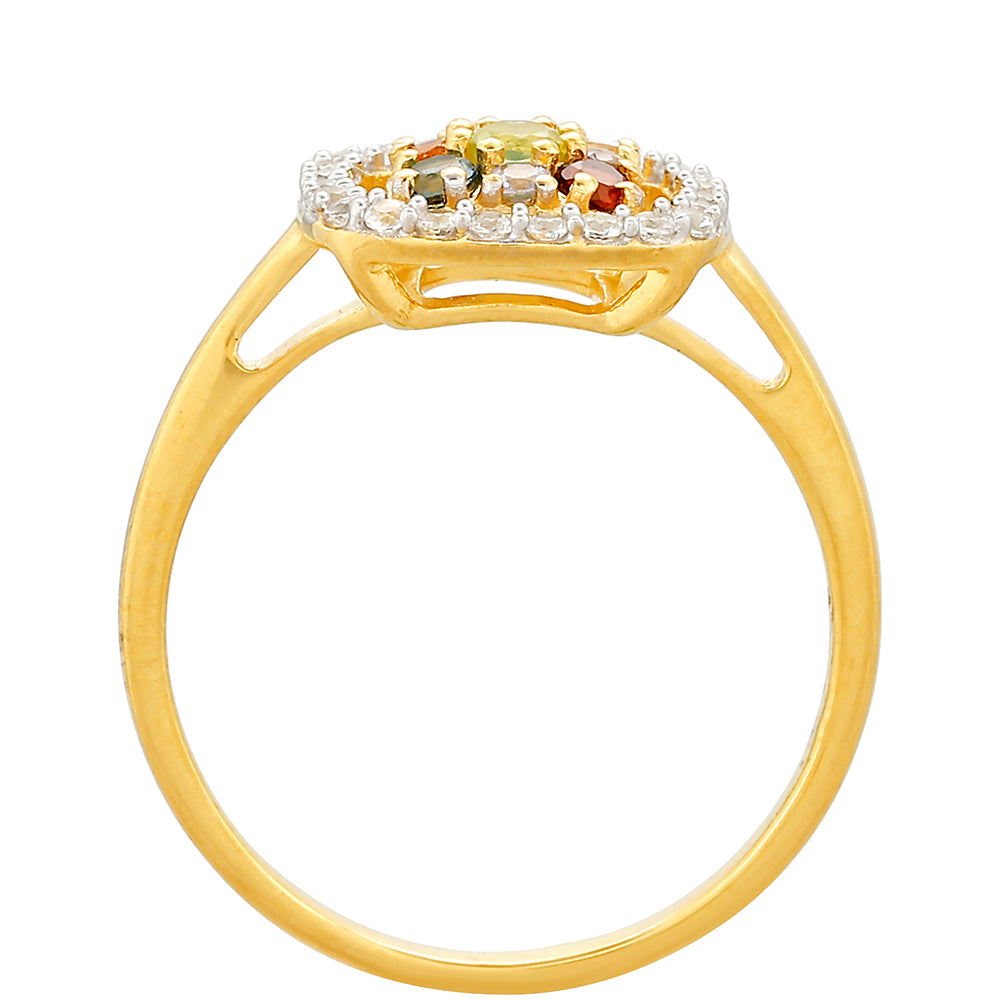 Anel de Prata com Banho de Ouro com Tanzanite e Citrino Madeira 4 