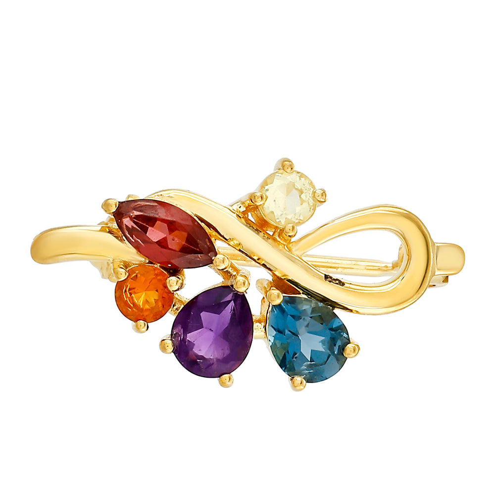 Alfinete de Prata com Banho de Ouro com Ametista e Citrino Madeira 1 