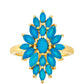 Anel de Prata com Banho de Ouro com Opala Azul Paraib da Etiópia  Contraste: Cabeca de Veado (800)