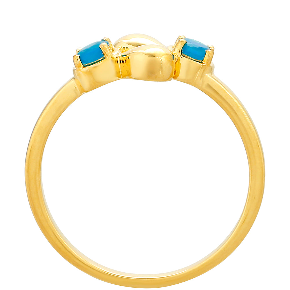 Anel de Prata com Banho de Ouro com Opala Azul Paraib da Etiópia 4 