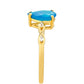 Anel de Prata com Banho de Ouro com Opala Azul Paraib da Etiópia e Topázio Branco