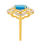 Anel de Prata com Banho de Ouro com Opala Azul Paraib da Etiópia e Topázio Branco