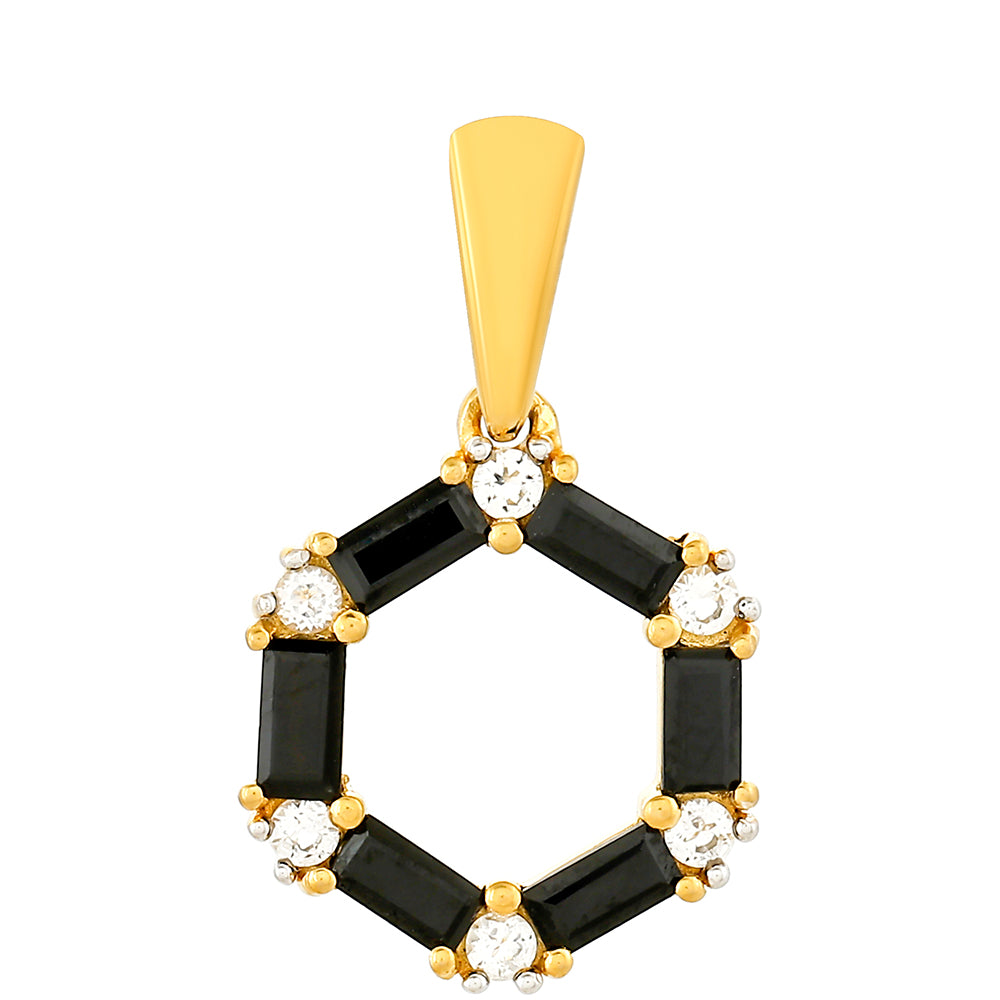 Pendente de Prata com Banho de Ouro com Turmalina Preta e Topázio Branco 1 