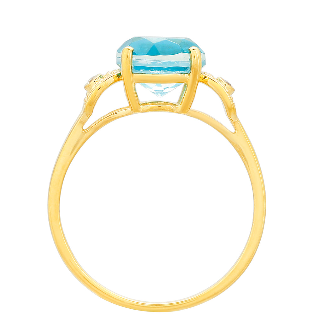 Anel de Prata com Banho de Ouro com Quartzo de Paraíba e Topázio Branco 4 