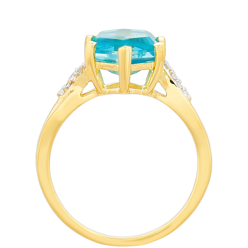 Anel de Prata com Banho de Ouro com Quartzo de Paraíba e Topázio Branco 4 