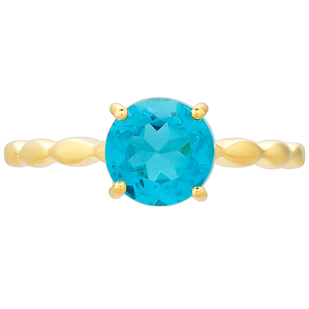 Anel de Prata com Banho de Ouro com Quartzo de Paraíba 1 