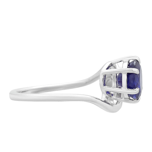 Anel de Prata com Safira da Tailândia e Pérola de Água Doce Branca