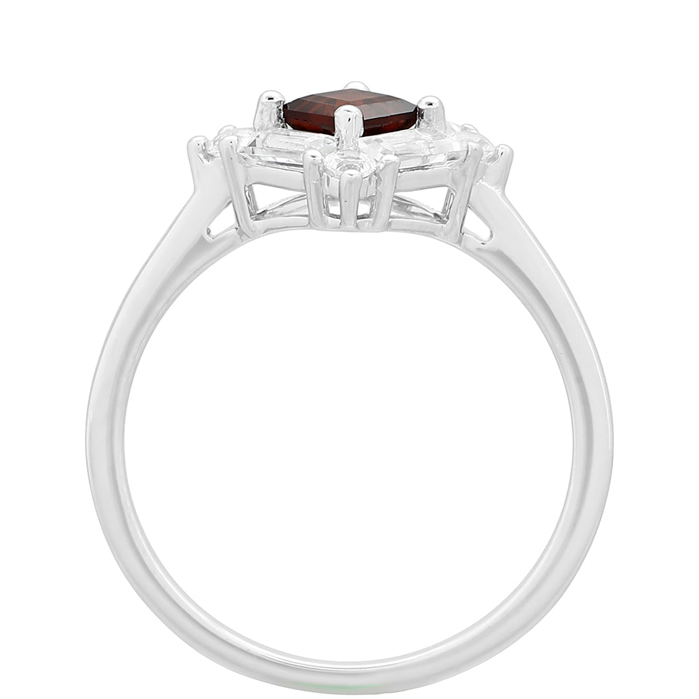 Anel de Prata com Granada e Topázio Branco